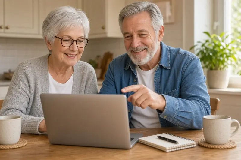 Couple filling out home selling form